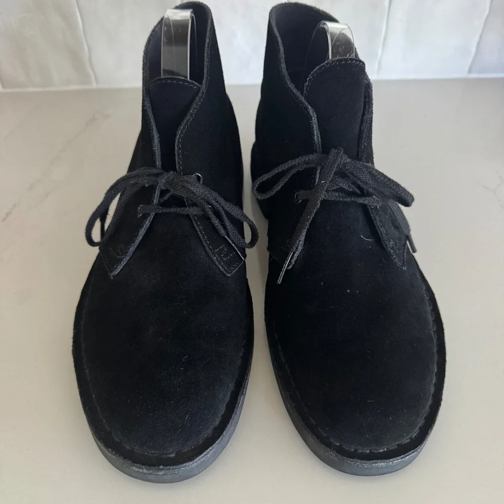 Clarks Desert Boot Chukka Men 8 Black Suede Lace Up Leather Casual Shoes